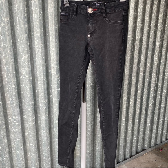 Philipp Plein Black Angel Wing Embroidered Jeggings Size 26 - Picture 3 of 7